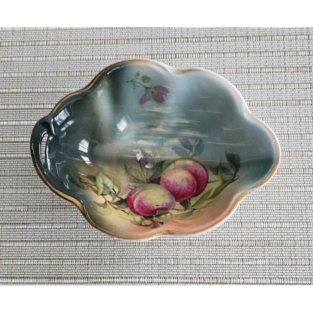 Jaeger‎ J&C Bavaria Louise Porcelain Fruits Motif Celery Dish Gold Trim 6.25"